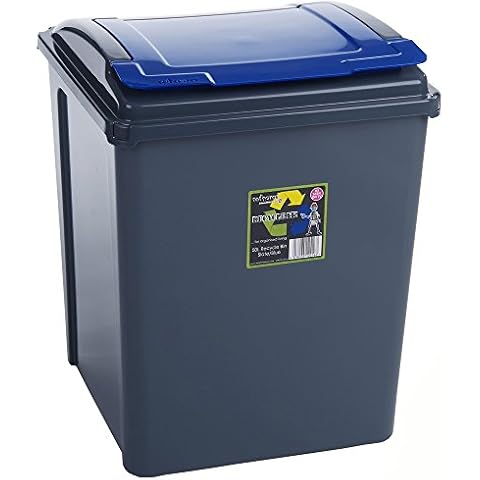#11 50 Liter Recyclingtonne mit abnehmbaren Deckel 40x51cm in Graphit-Blau Mülleimer Abfalleimer Deckel Eimer Papierkorb Abfallsammler Rycycling Cover