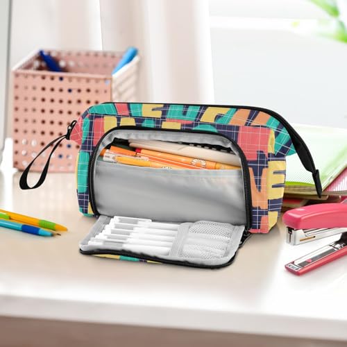 Image of Bolaz Big Capacity Pencil Pen Case Pouch Bag School College Office Organizer for Teens Girls Adults Student-Word
