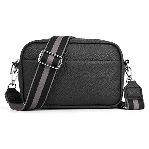 Meisee Crossbody Bag For Women Sling Shoulder Bags Handbag Cell Phone Purse Faux Leather With Wide Shoulder Strap-Black-1 #TOP20