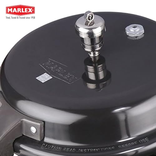 Image of Marlex Maestro Hard Anodized Aluminium Pressure Cooker with Outer Lid - 7.5 Litres | Black Sturdy Body with Safety Valve | Gas Stove Compatible | ISI Certified | 5-Year Warranty