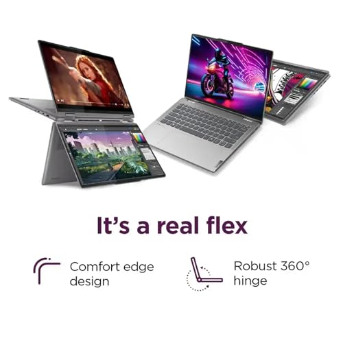 Image of Lenovo Yoga 7 2-in-1 14 inch WUXGA (1920x1200) Touchscreen Laptop, 3.5GHz, 6-core AMD Ryzen 5 8640HS, 8GB LPDDR5 RAM, 512GB SSD, Backlit Keyboard, Fingerprint, Wi-Fi 6, Win11, Artic Grey, EAT Accessories