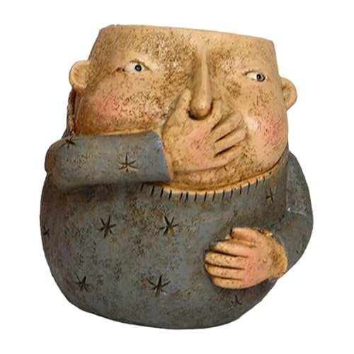 Ronyme Blumentopf, Blumentopf-Ornament, lustiges Dekor, Moderne Kunst, lustiger Kopf, Pflanzgefäß aus Kunstharz, dekorativer Übertopf für, Junge