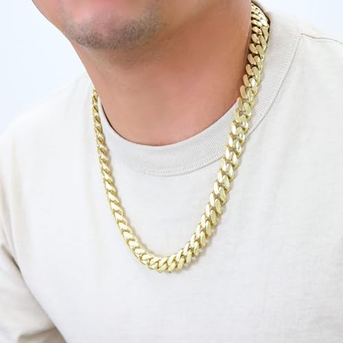 Nuragold 10k Real Yellow Gold Royal Monaco Miami Cuban Link Necklace 16"-30" (5mm-20mm) Italian Jewelry for Men & Women3
