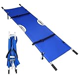 Folding Stretcher for Medical Emergency - Portable Transport Stretcher for Patient Transfer/Casualty Evacuation,353 lbs Capacity with Handles,Straps and Carrying Case,Blue-79 * 21 * 9in