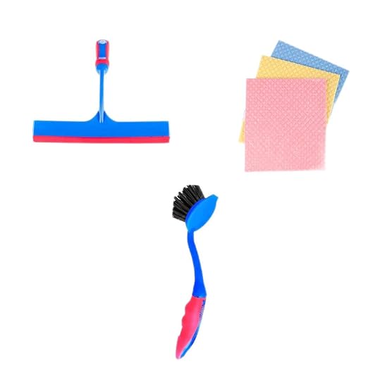 Chakaachak Single Stroke Wiper + Super Sponge Wipes (Pack of 3) + Sink Brush