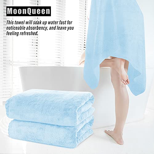 Moonqueen 2 Pack Premium Bath Towel Set - Quick Drying - Microfiber Coral Velvet Highly Absorbent Towels - Multipurpose Use As Bath Fitness, Bathroom, Shower, Sports, Yoga Towel (Aquamarine) #TOP6