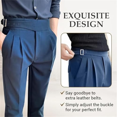 Mixgent Pants for Men, TimelessForm - Men's High Waisted Old Money Pleated Pants, Quick Dry Dress Pants Classic Fit4