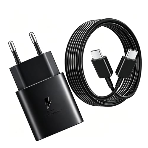 25W Caricabatterie Cavo di Ricarica Rapida USB C Compatibile con Samsung Galaxy S25 S24 S23 S22 S21 S20 Plus/Ultra S21FE S10 S9 S8 Note20 A54 A53 A34 A33 A15 A13 5G Caricatore Ricarica Super Veloce