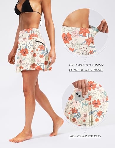 Image of Kayrth Women's High Waisted Swim Skirt with Zipper Pockets Tummy Control Bathing Suit Swimsuit Tankini Bottoms