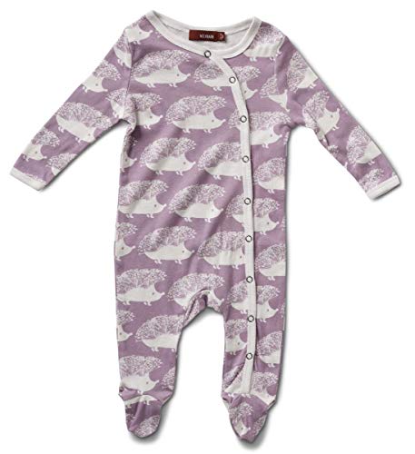 MilkBarn Organic Cotton Long Sleeve Footed Romper Lavender Hedgehog (18-24 Months)