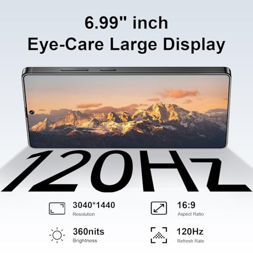 I25 Ultra 5G Unlocked Smartphone,12GB+512GB 7000mAh Fully Cell Phone for Android 14,6.99“ HD Screen Unlocked Cell Phone, 68MP+108MP Dual Camera/Dual SIM/Fingerprint Lock/Face (Black) - Image 4