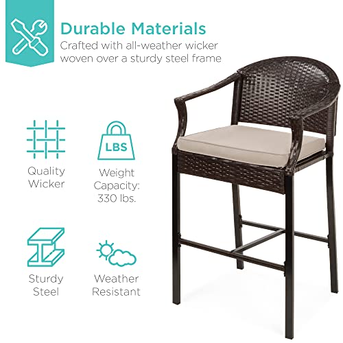 Best Choice Products SKY6379 3-Piece Patio Bar Table Set, Outdoor Wicker Bar Height Bistro Furniture thumb #2