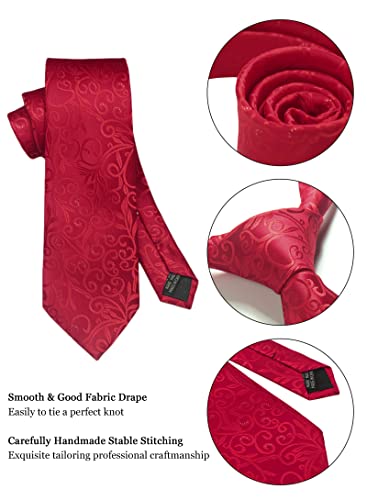 Image of Paisley Floral Mens Tie Formal Necktie Pocket Squares Ties Clips Cufflinks Classic for Men Set