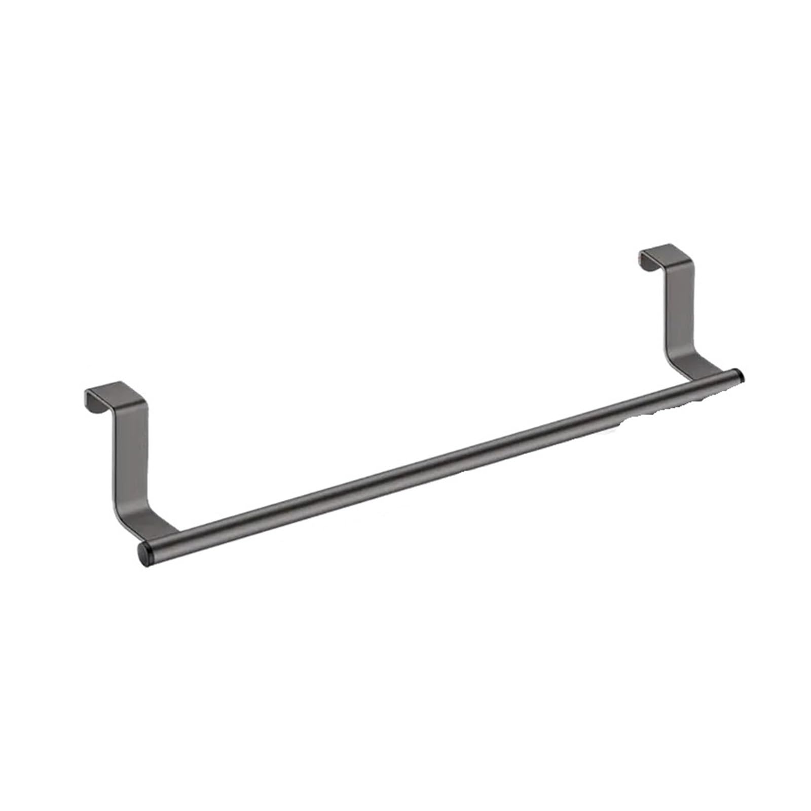 1pc Stainless Steel Over Door Towel Rack Bar Holders For Universal Fit On Cabinet Cupboard Doors(Black 36cm)