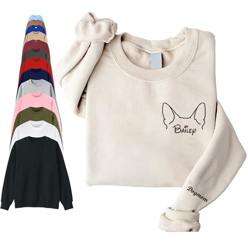 Custom Dog Embroidered Sweatshirt for Women & Men – Personalized Dog Mom Sweater – Pet Lover Gifts, Dogs Themed Gifts, Custom Pet Sweatshirt, Embroidered Crewneck - Gift for Birthday, Christmas