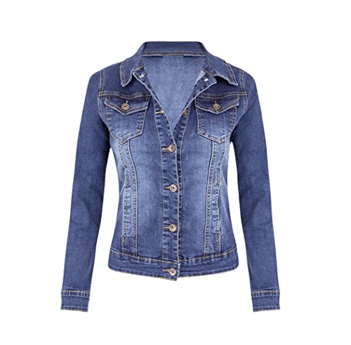 Manteau en jean délavé vintage pour femme en bleu clair taille S
