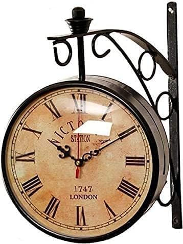 Victoria Station - Reloj de pared de doble cara, estación de Victoria, Londres, 1747, forma redonda, antigua, sala de estardormitorio, de A & U
