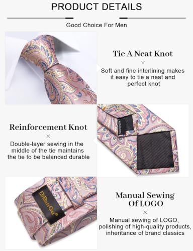 Image of DiBanGu Silk Floral Ties for Men Woven Paisley Necktie