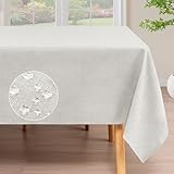 H.VERSAILTEX Linen Table Cloths Rectangle 60 x 120 Inch Premium Tablecloth Spill-Proof Waterproof Table Cover for Dining Buffet Feature Extra Soft and Thick Fabric Wrinkle Free, White