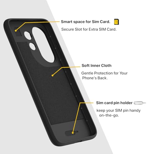 Image of Pikkme Back Cover for Vivo X200 Fe 5G Soft Grip 3D Hexa Cube Texture Silicone Bumper Case (Black)