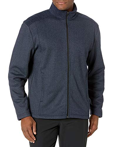PGA TOUR Men's Long Sleeve Sherpa Back Jacket, Deep Navy Heather, Large