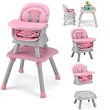 INFANS 8 in 1 Baby High Chair, Convertible Highchair for Babies and Toddlers, Infant Dining Booster Seat, Building Block Table, Kids Stool Table Chair Set with Removable Tray