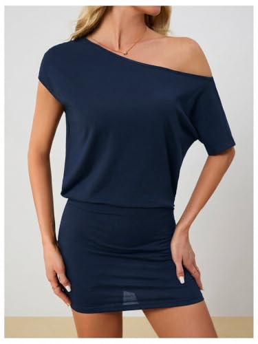 Image of SOLY HUX Women's Off The Shoulder Mini Dress Going Out Asymmetrical Dresses