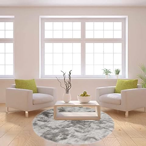 MiFirem 80cm/100cm/120cm Circle Round Shaggy Rug Carpet Floor Fluffy Mat Anti-Skid Area Rugs Home Decorative Floor Carpet Mat Living Room Bedroom Cover