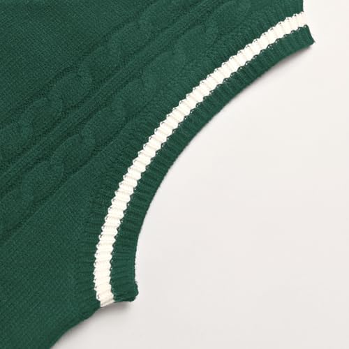Image of Sweater Vest Women,Sleeveless V Neck Argyle Plaid Long Preppy Loose Knitted Casual School Sweaters Tank Top