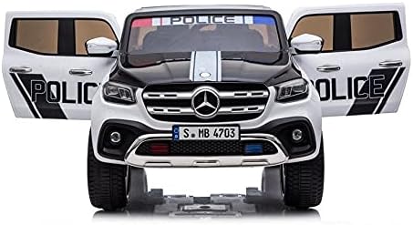 Dorsa Mercedes Licensed Benz X Class 12V Kids Electric Ride On Two Seater Police Suv, Black, 606Xdblack, 606Police