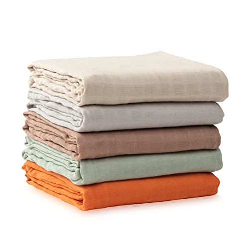 Image of HBselect 5-Pack Cotton Baby Muslin Swaddle Blankets