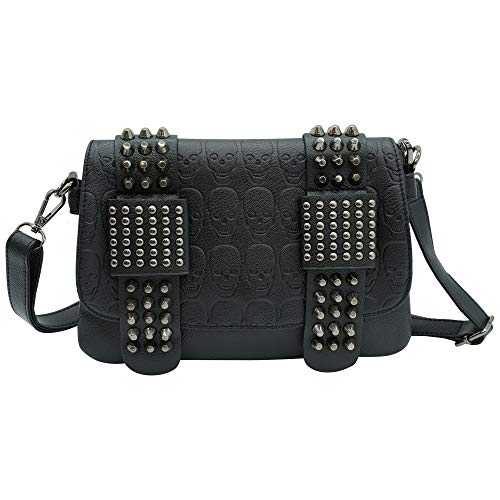 Ro Rox Women's Skull Shoulder Bag Punk Gothic Rivets PU Handbag