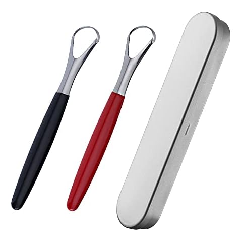 2 Pcs Stainless Steel Tongue Brush Set Tongue Scraper Cleaner Professional Tongue Scraper with Case for Bad Breath Oral Care Fresh Breath Cover