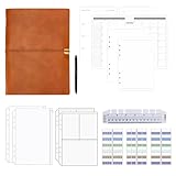 Le set comprend: journal intime adulte a5 23.5 x 17 x 2.5cm, papier 100 feuille a4 pages (25 pages blanches, 25 pages lignées, 25 weekly planner, 25 agendas mensuels), 4 pvc pochettes transparentes , 1 plaud note, 1 règle et 1 stylo. Idéal pour agenda semainier 2025 2026, cahier de brouillon
