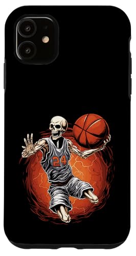Carcasa para iPhone 11 Spooky Basketball Player Skeleton Halloween Hombres, Mujeres, Niños