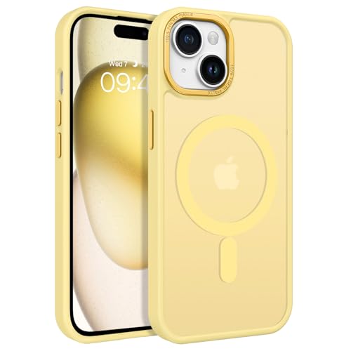 Image of YINLAI for iPhone 15 Case 6.1-inch,Magnetic Compatible with MagSafe, Slim Matte Anti-Fingerprint, Shockproof Full Body Military Grade Protection for iPhone 15 Cover, Yellow