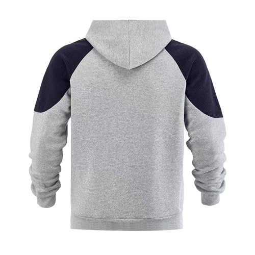 Hoodie For Men Patchwork Texture Sweatshirts Fall Winter Pullover Hooded Neck Tops Casual Sweatshirts With Pocket2
