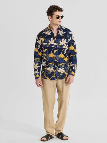 Image of Pinkmint Men Printed Cambric Cotton Shirt |Stylish Designer| Lightweight Summer Wear| Regular Fit Shirt for Men (Available in Plus Size)