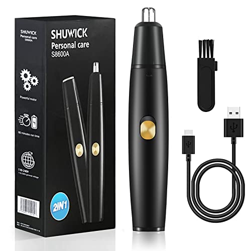 Nose Hair Trimmer, USB Rechargeable Nose Trimmer Clipper, Nose Trimmers Cordless for Man Women, Portable Pen-Shaped Dual Edge Blades Trimming Tool with IPX7 Waterproof, Nose & Facial Hair Scissor