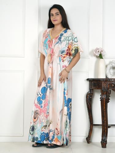 Image of Women's Printed Satin Blend Kaftan Nighty /Nightgown /Nightwear /Maxi WSR-185