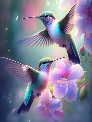 Image of BXXRBX Hummingbird Stamped Cross Stitch Kits for Adults- Embroidery Kit for Adults Bird, DIY Colorful Embroidery Needlepoint Kits for Wall Decor Arts and Craft 12x16inch