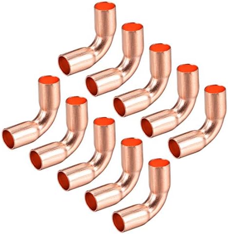 uxcell 1/4-inch(6.35mm) ID 90 Degree Copper Elbow Short-Turn Copper Pipe Fitting Conector for Plumbing 10pcs