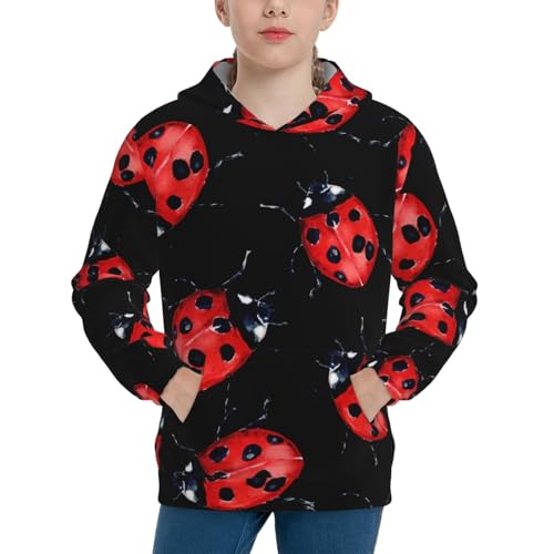 Beautiful Red Ladybug Kid Hoodies Boys Sweatshirts Girls Pullover with Pocket