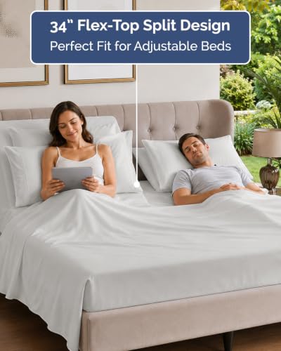 Image of Flex Top Split Head King 6 Piece Sheet Set - Soft & Cooling - French Grey