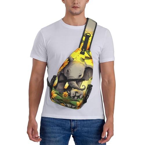 Bolso cruzado de pecho para hombre con diseño elefante y girasoles miniatura 7