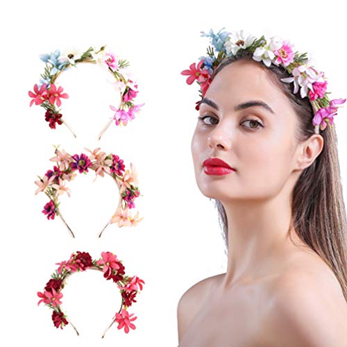 Lurrose Peony Headband Christmas Blue Hair Band Xmas Floral Crown Headpiece for Girl Women Home Wedding Party Favor Decorations - Image 2