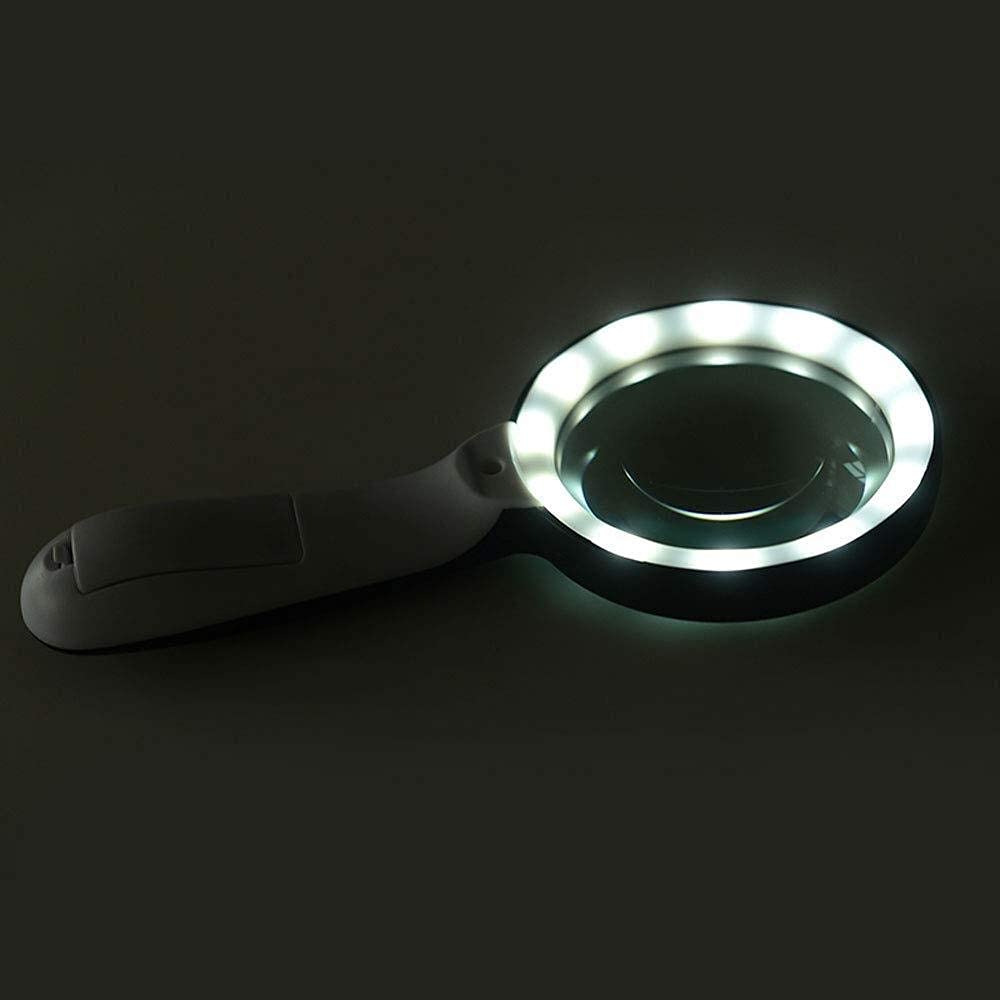 Loupe, éducative, recherche, 20 fois tenue à la main, 12 LED, haute définition, verre optique, grande lentille, lecture caritative