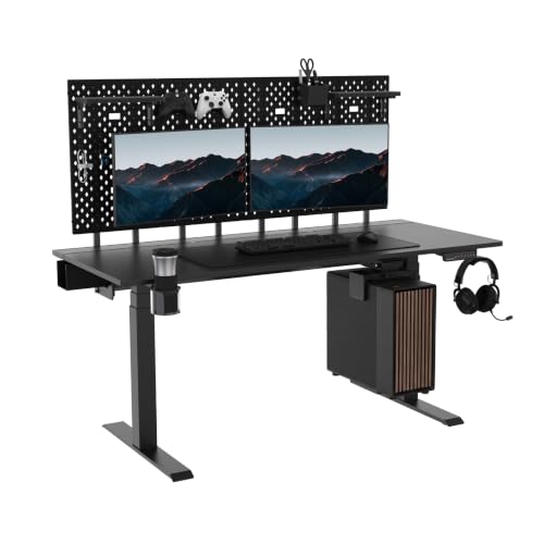 Dezctop Bifrost Elite 63 in Electric Standing Desk with Pegboard, Black