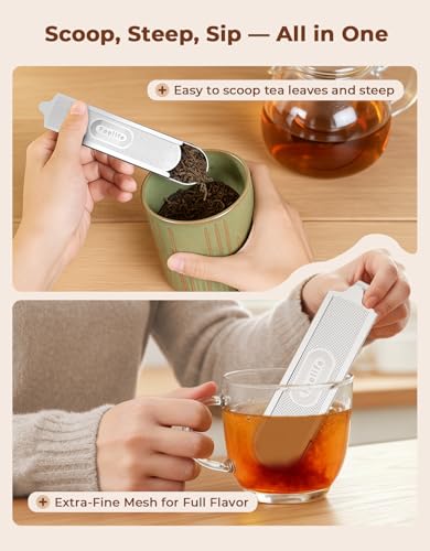Tea Infuser for Loose Leaf Tea, 2-in-1 Tea Scoop Infuser Fine Mesh Tea Strainers for Loose Tea Single Cup, 304 Stainless Steel Loose Leaf Tea Steeper - Image 4