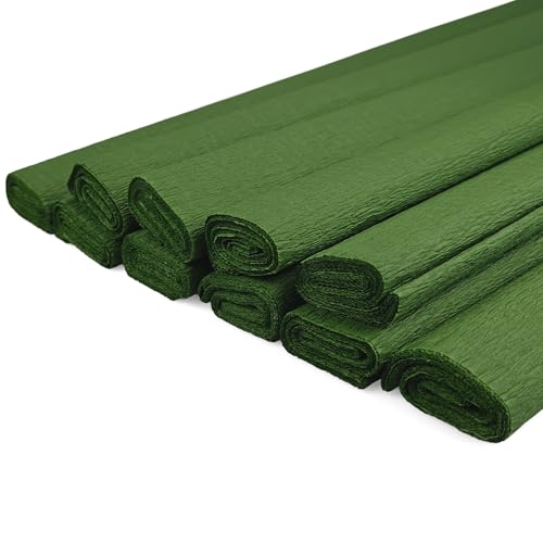 Netuno 10 rouleaux de papier crépon vert olive 200 x 50 cm papier crêpe coloré pour bricolage...